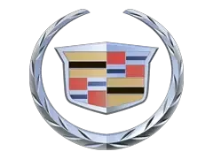 A close up of a cadillac logo on a white background.