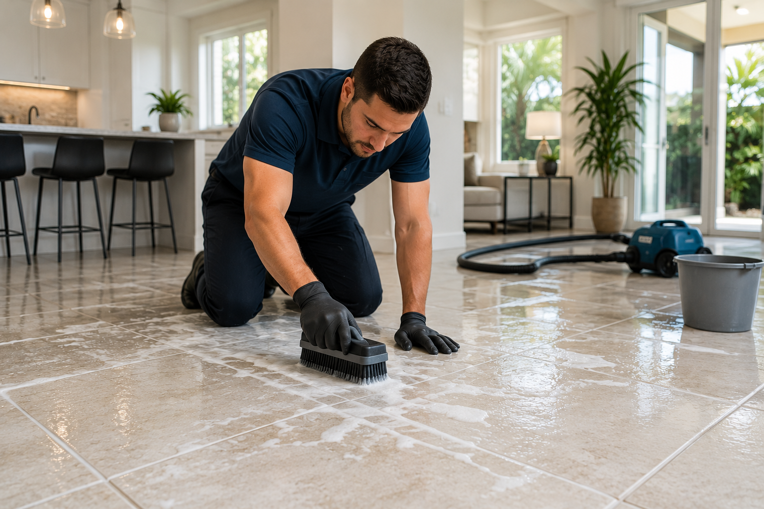 Kitchen tile floor deep cleaning service