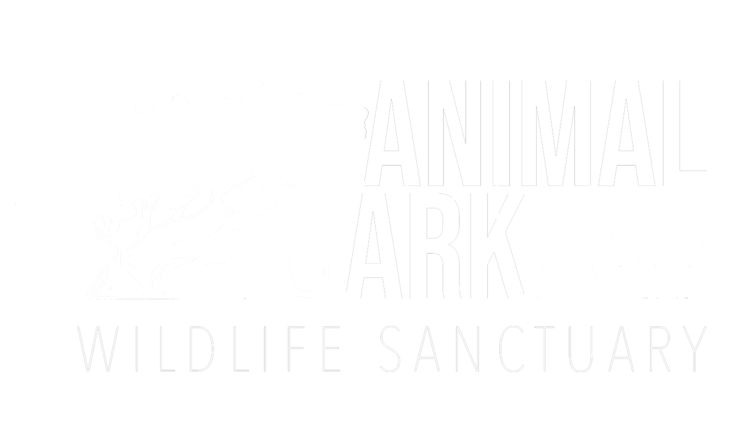 The logo for the animal ark wildlife sanctuary is white on a white background.