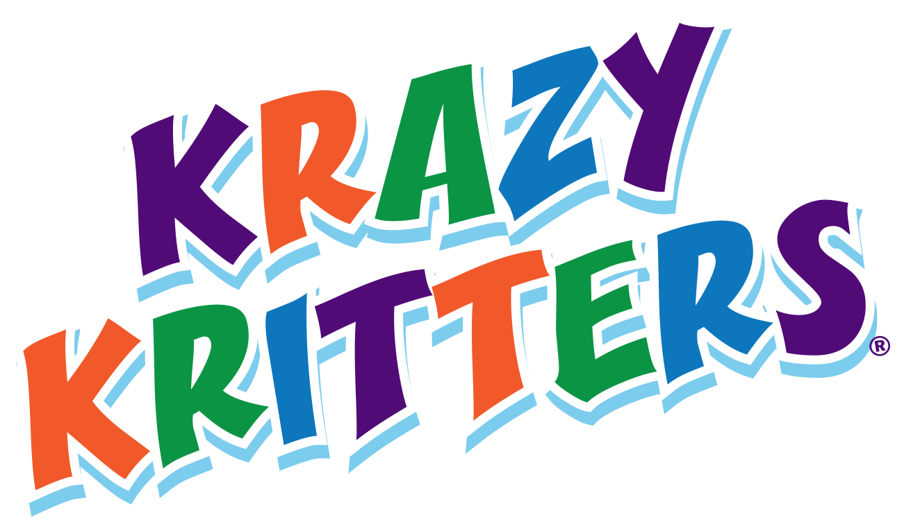 A colorful logo for krazzy kritters on a white background