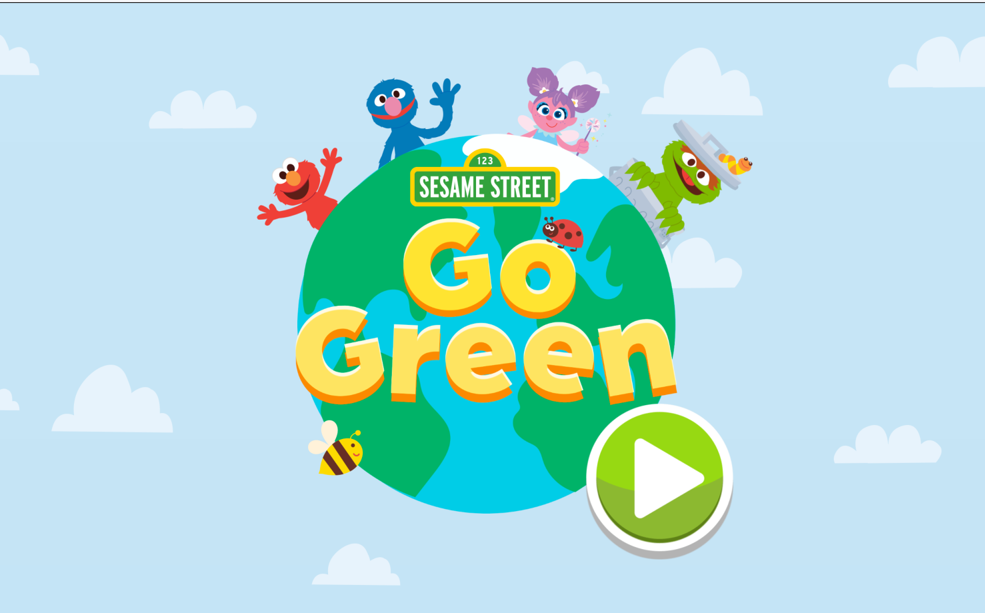 A screenshot of a sesame street game called go green.