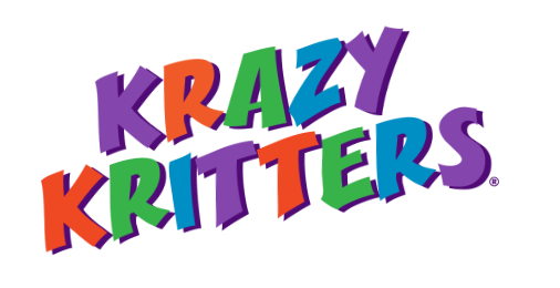 A colorful logo for krazy critters on a white background.