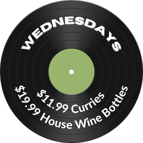 $11.99 Curries and $19.99 Wine Bottles Wednesdays