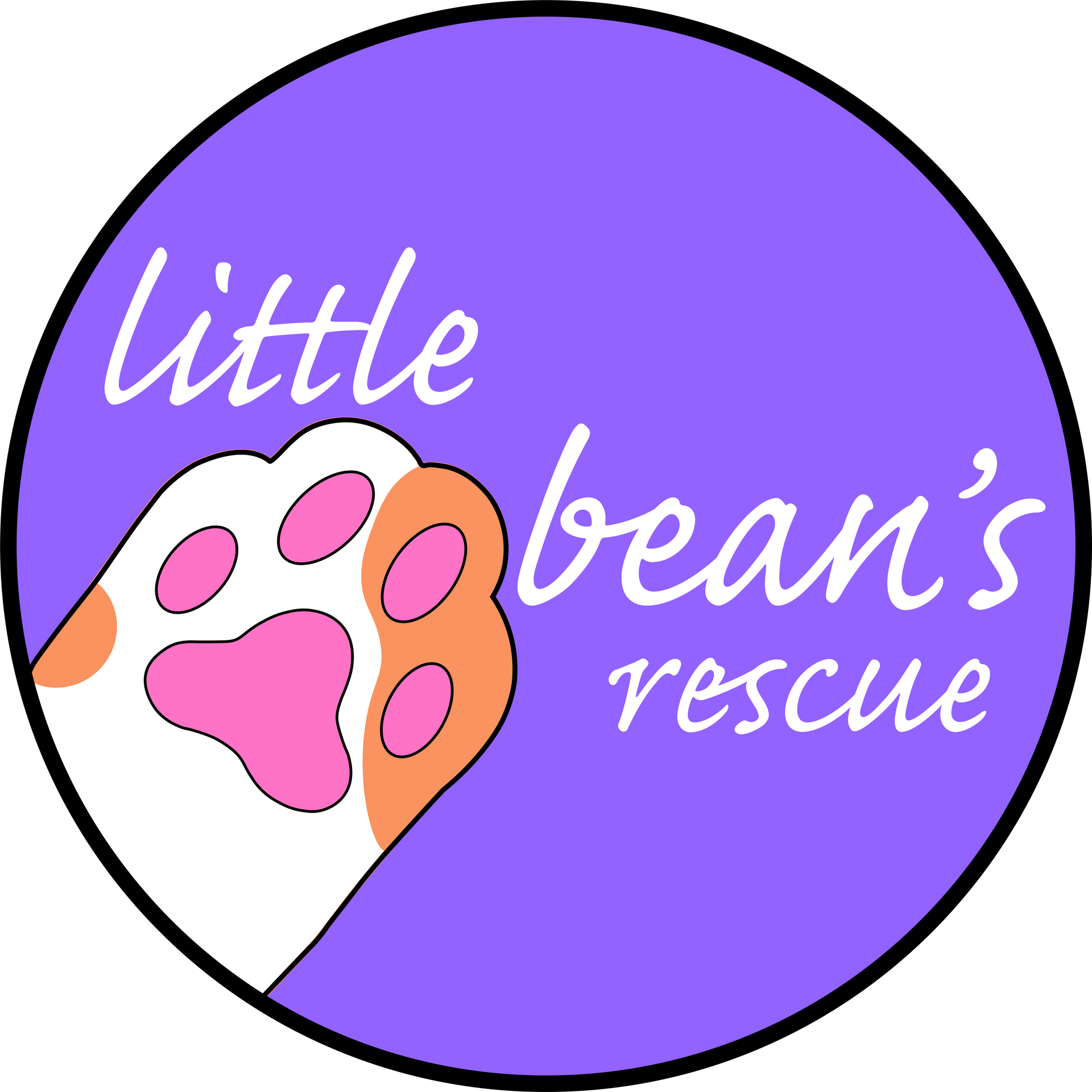 a logo for little bean 's rescue with a paw