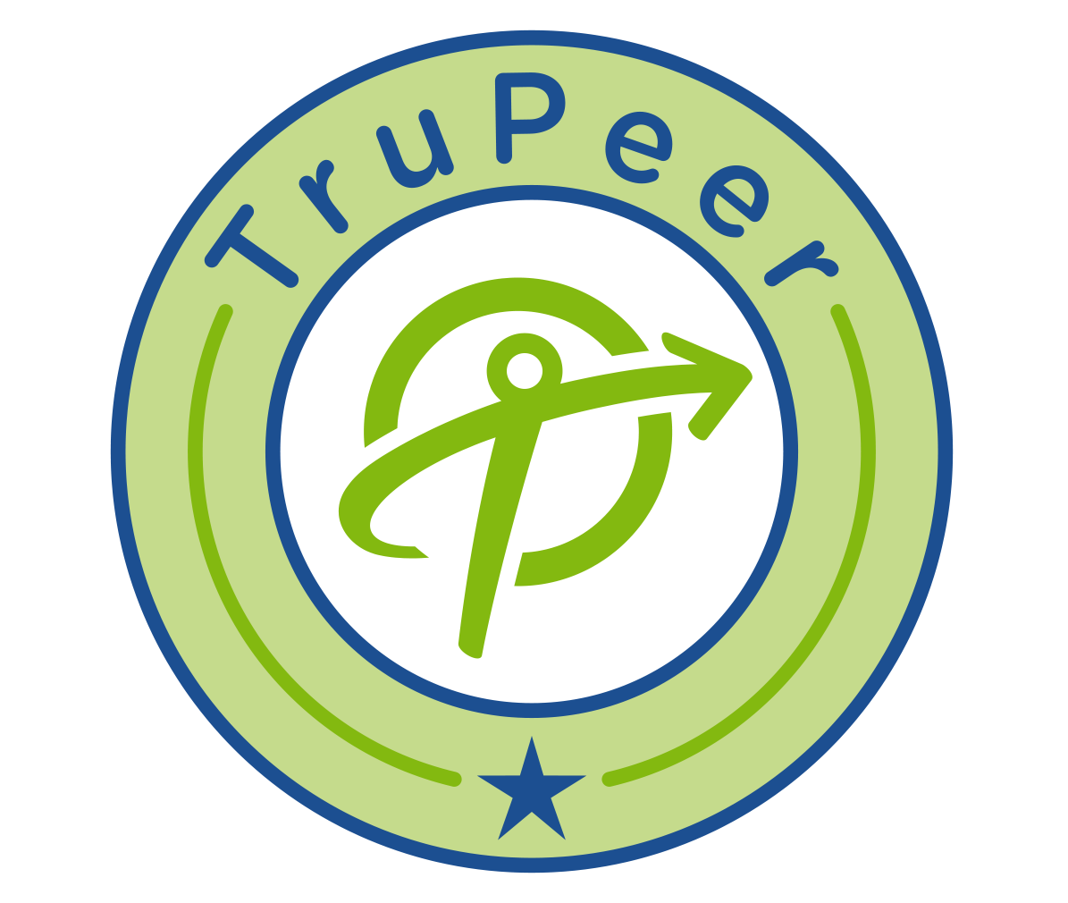 a green and blue logo that says tru peer