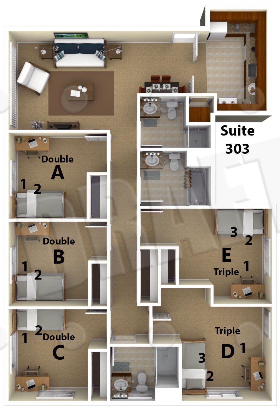 Floor Plan 3, 5 rooms