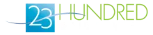 A blue and green logo for 23 hundred