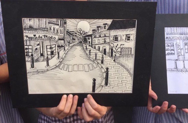 drawing of a city