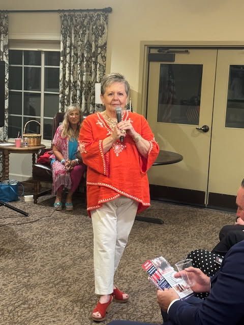 Debra Schinke speaking at a Chandler Republican Women's Club meeting