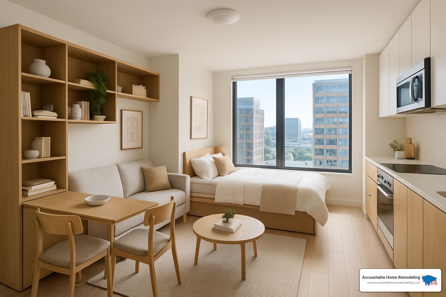 Modern small condo renovation with bright open layout and space-saving solutions - small condo renov