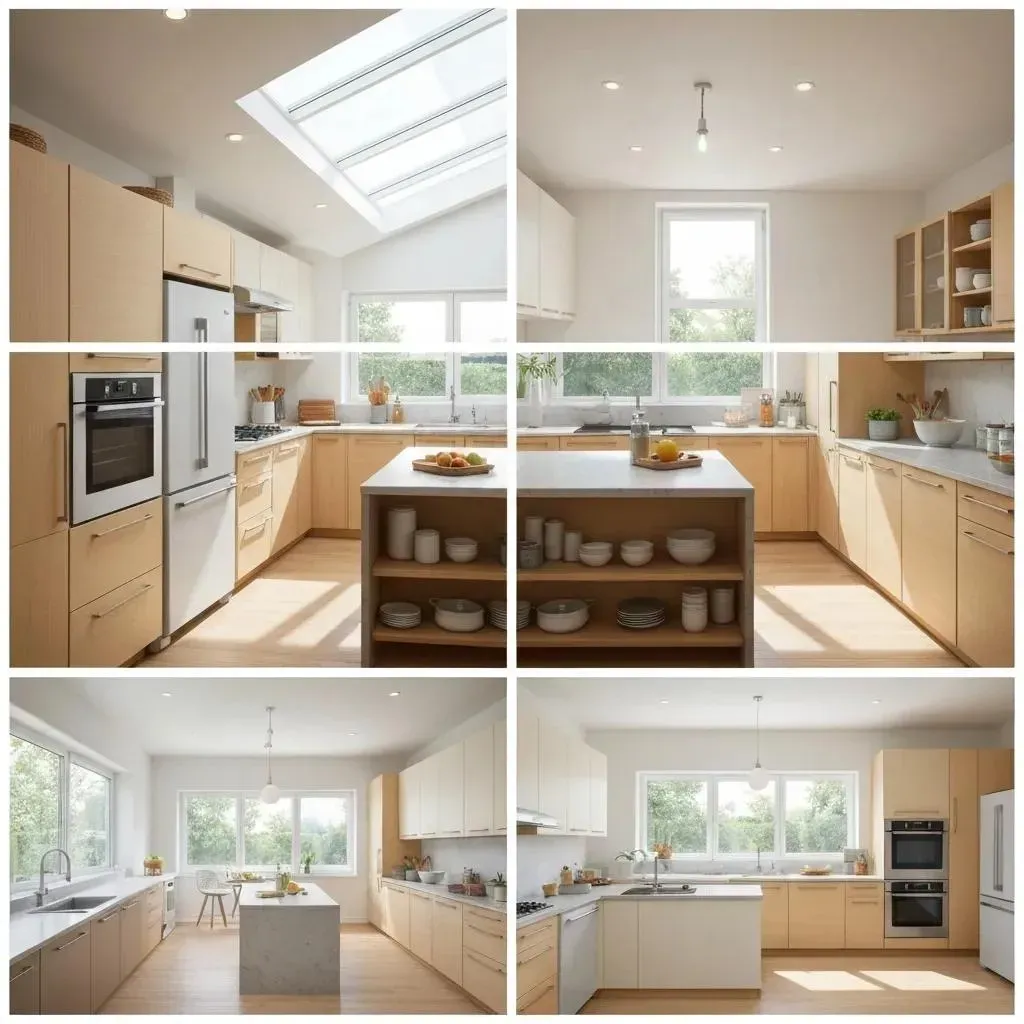 Modern kitchen layout illustrating the work triangle with sink, refrigerator, and cooktop.