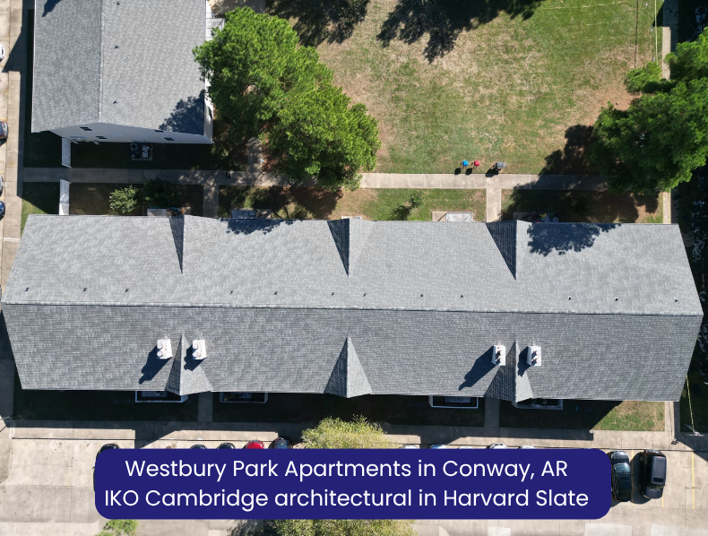 Westbury Park Apartments in Conway, AR. IKO Cambridge architectural in Harvard Slate