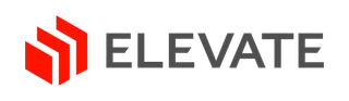 A logo for a company called elevate with a red arrow pointing up.