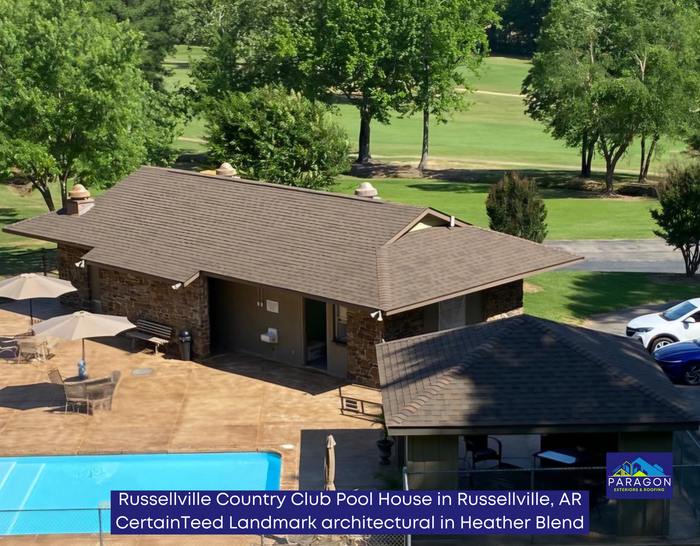 Russellville Country Club Pool House in Russellville, AR. CertainTeed Landmark architectural in Heathered Blend