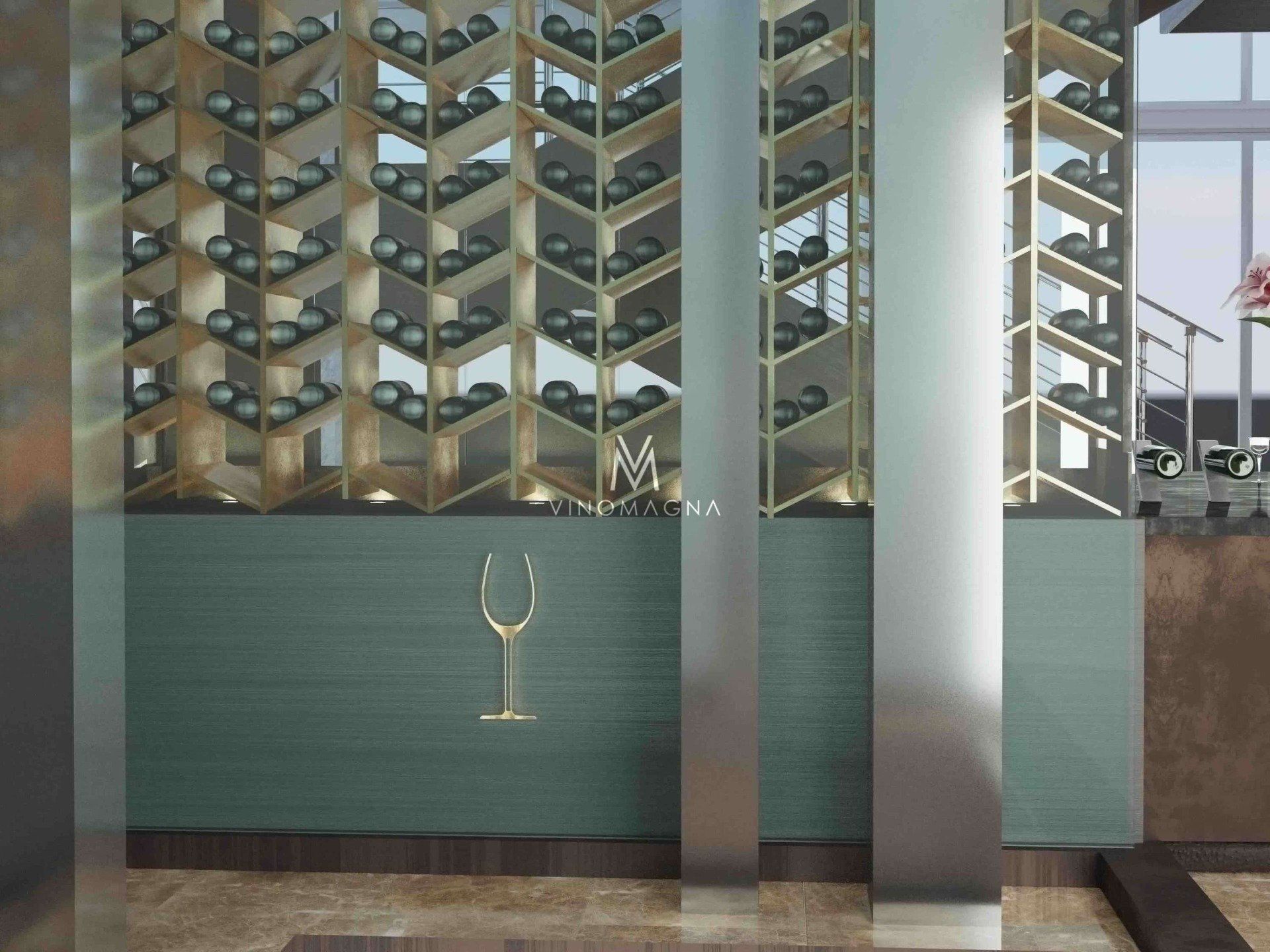 Vinomagna bespoke wine display serving counter