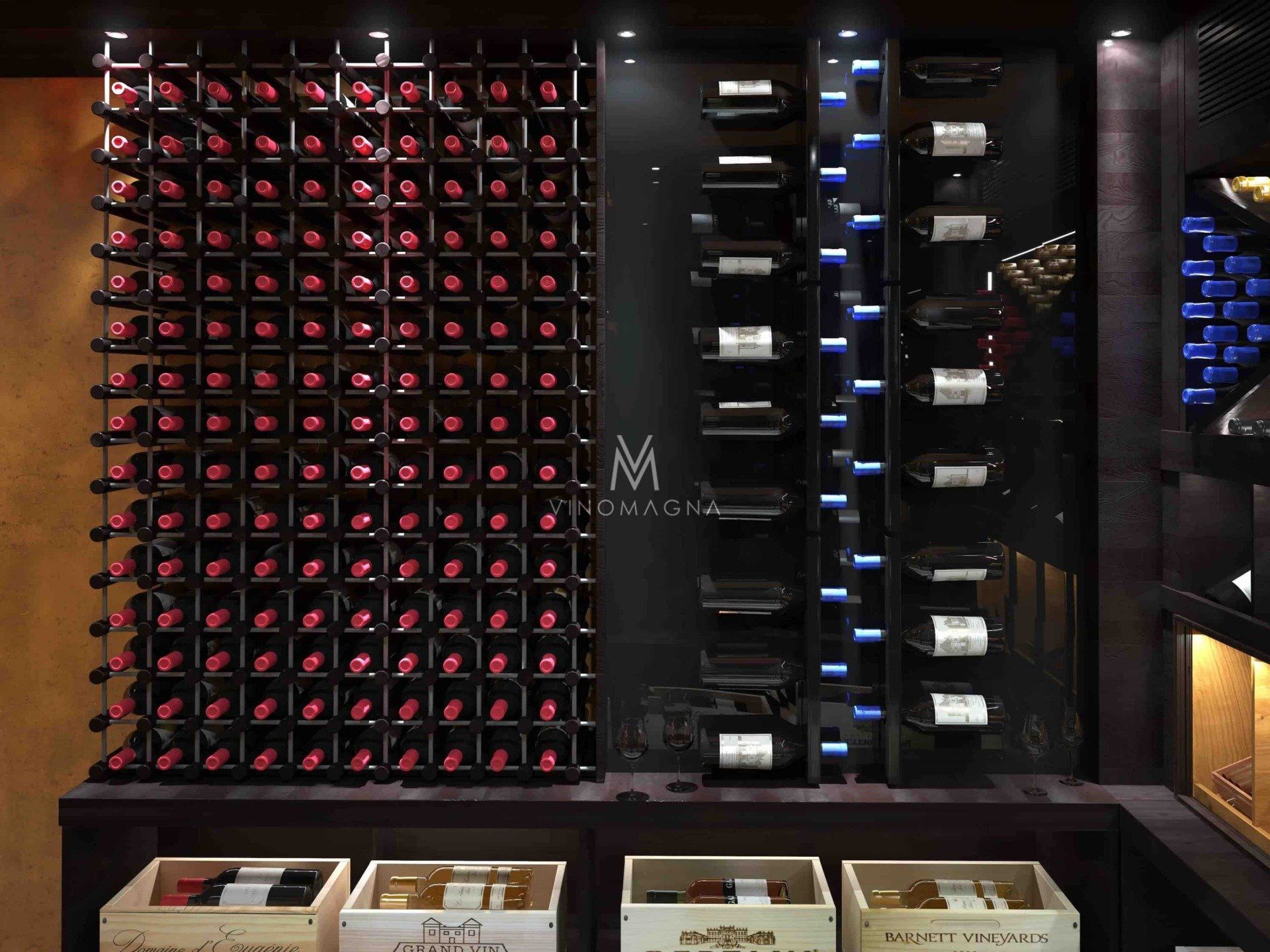 Vinomagna basement custom wine cellar racking