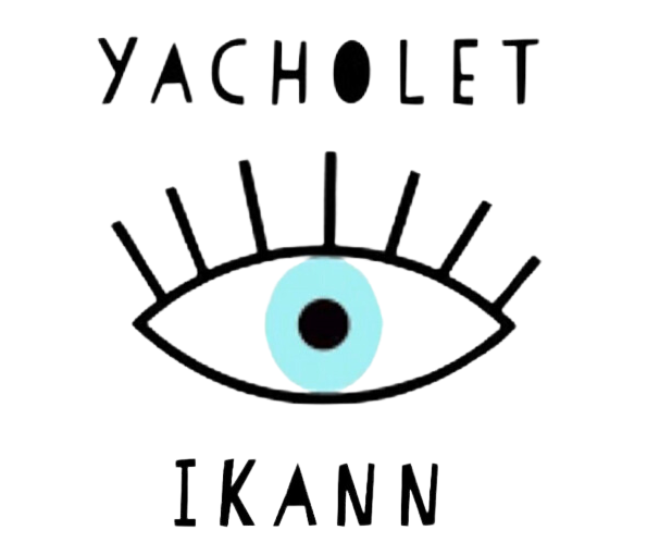 A drawing of an eye with the words yacholet ikann below it.