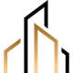 A black and gold building logo on a white background.