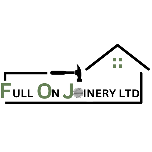 Logo: Black outlined house and hammer with text 