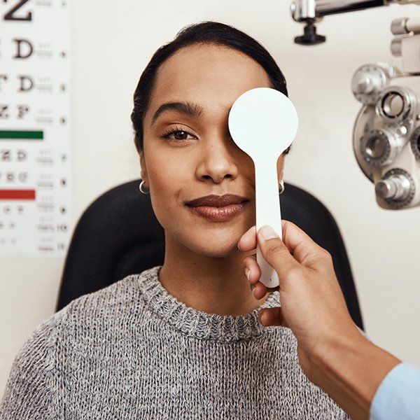 Woman on Vision Exam — Cumberland, MD — Queen City Ophthalmology