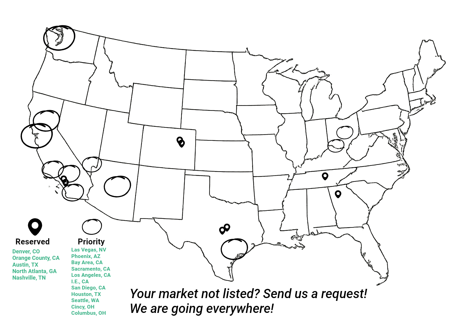 USA Map of clubcuts locations