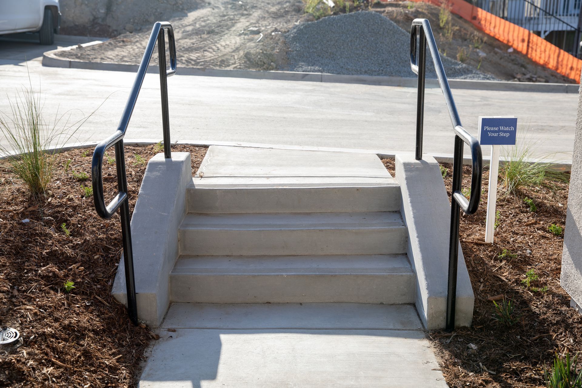 A set of stairs with a sign that says ' stairs ' on it
