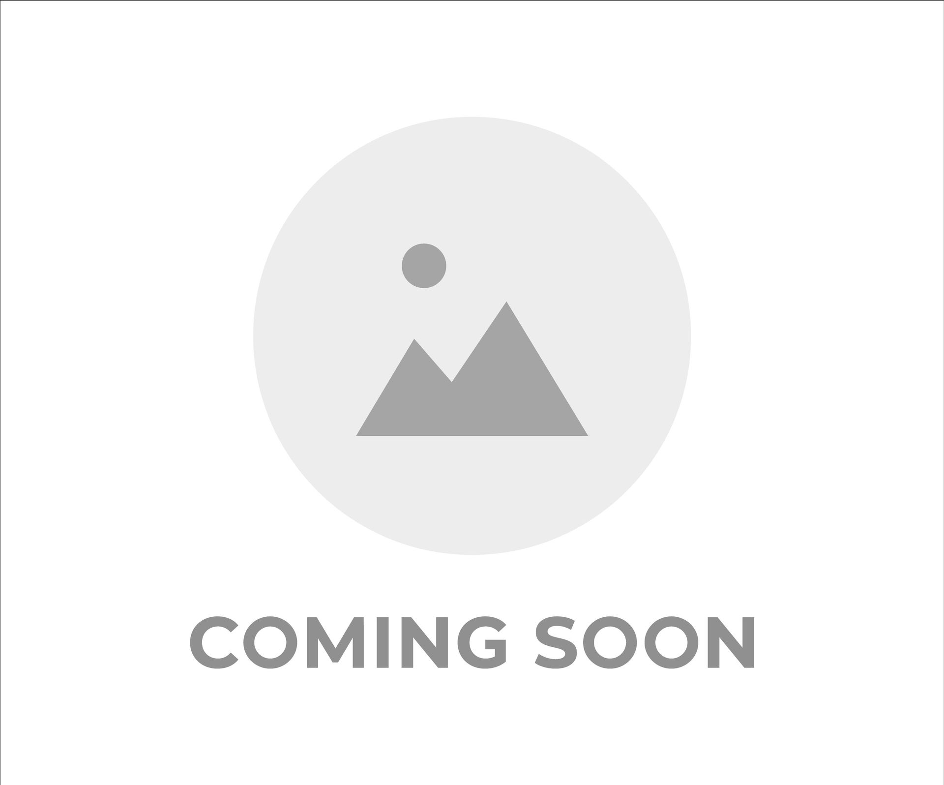 A coming soon sign with a picture of a mountain in a circle.