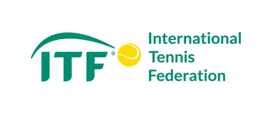 The logo for the international tennis federation is green and yellow.
