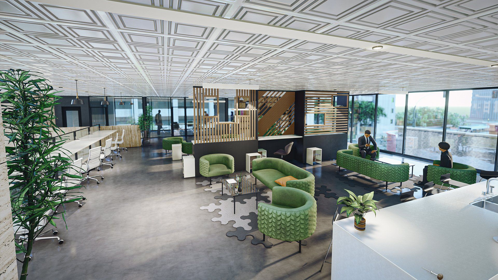 shared office space and lounge