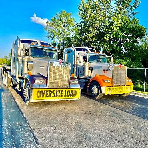 Semi Truck is Driving Down Road