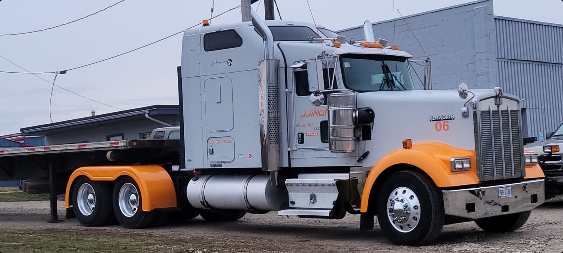 Semi Truck is Driving Down a Highway