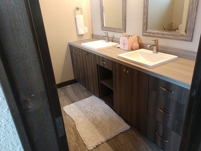 new sink cabinets in bathroom