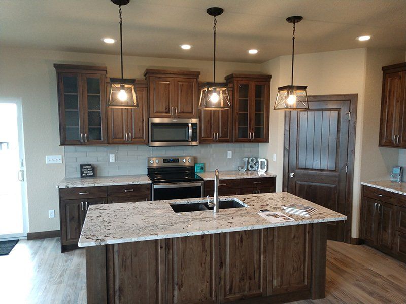 brown walnut kitchen cabinets