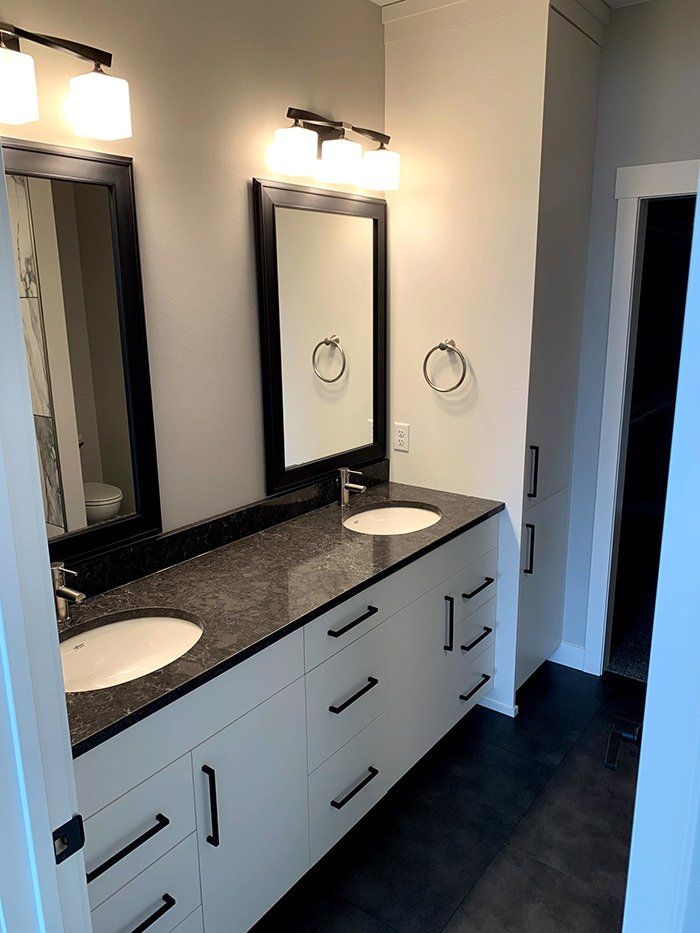 white bathroom sink cabinets