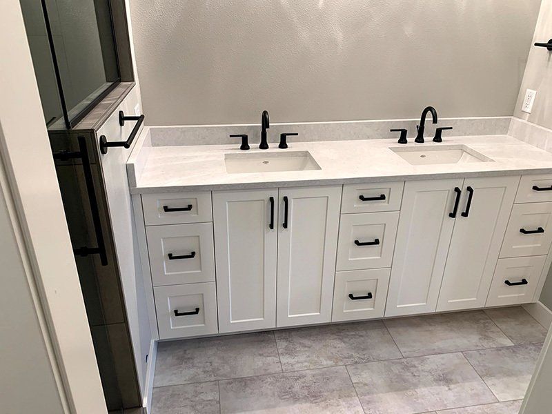 white double bathroom sink