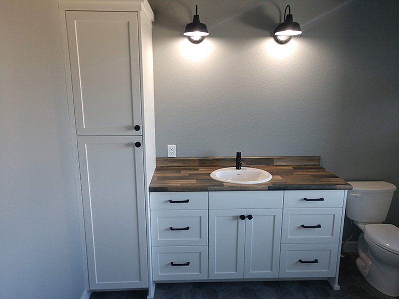tall bathroom cabinet and sink cabinet
