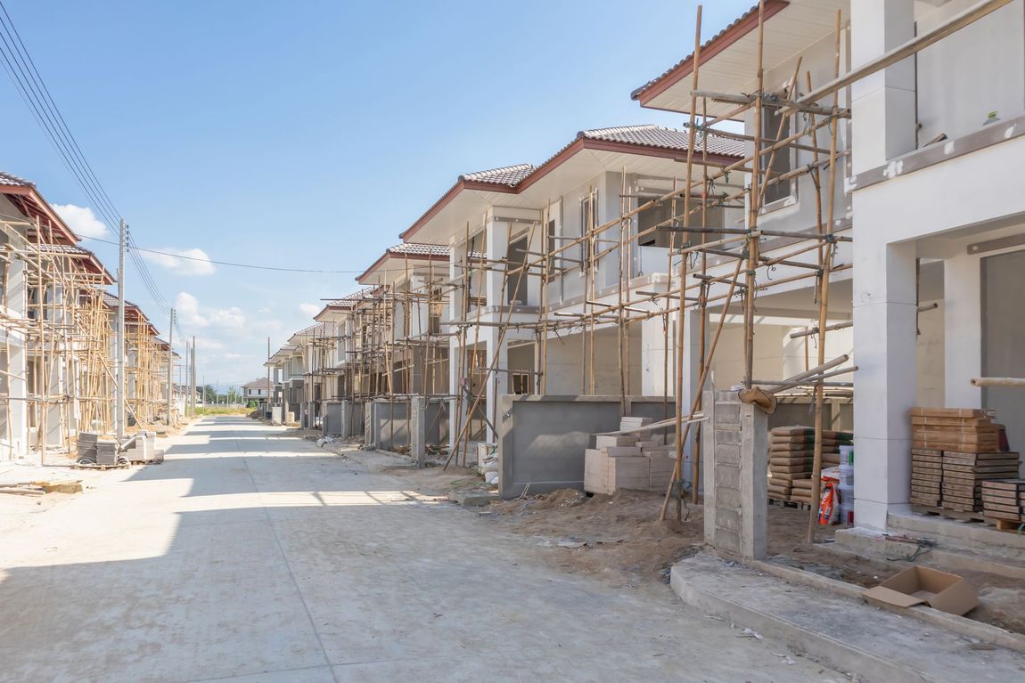 Row of houses under construction