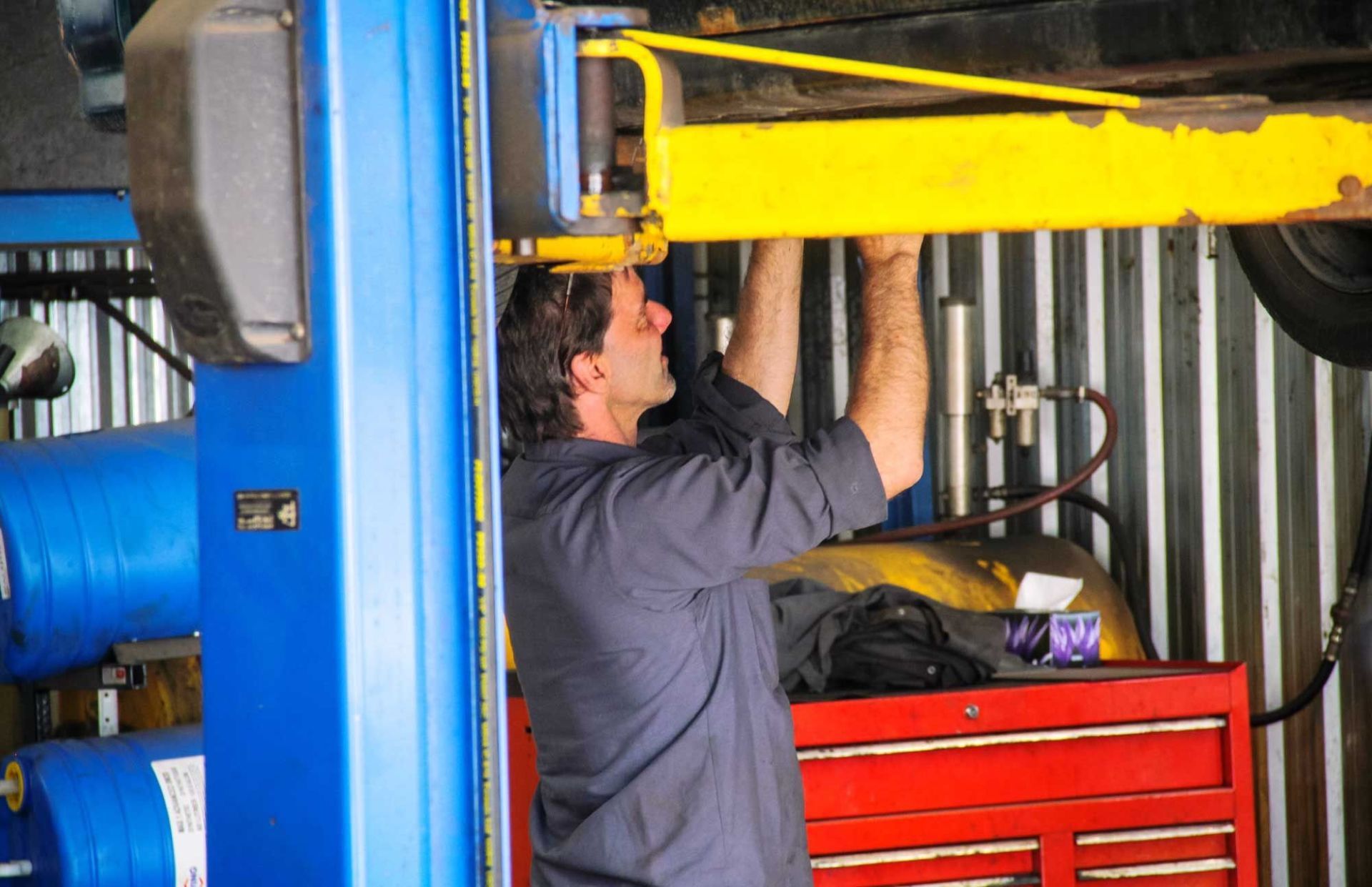 Man working on car repair