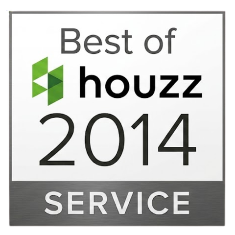 Houzz Best of 2014 Service award badge with green logo and gray border