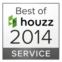 Houzz Best of 2014 Service award badge with green logo and gray border