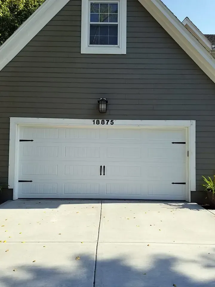 A white garage door