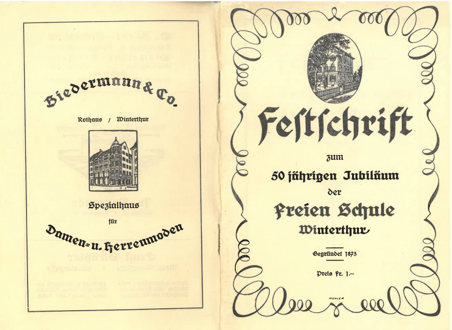 Festschrift zum 50-Jahr-Jubiläum (1923), Freie Schule Winterthur