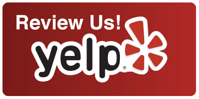Yelp review request with the Yelp logo on a red background.