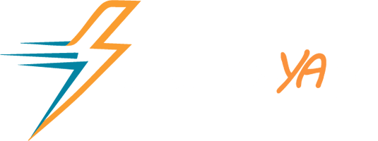 Logotipo con rayo y texto