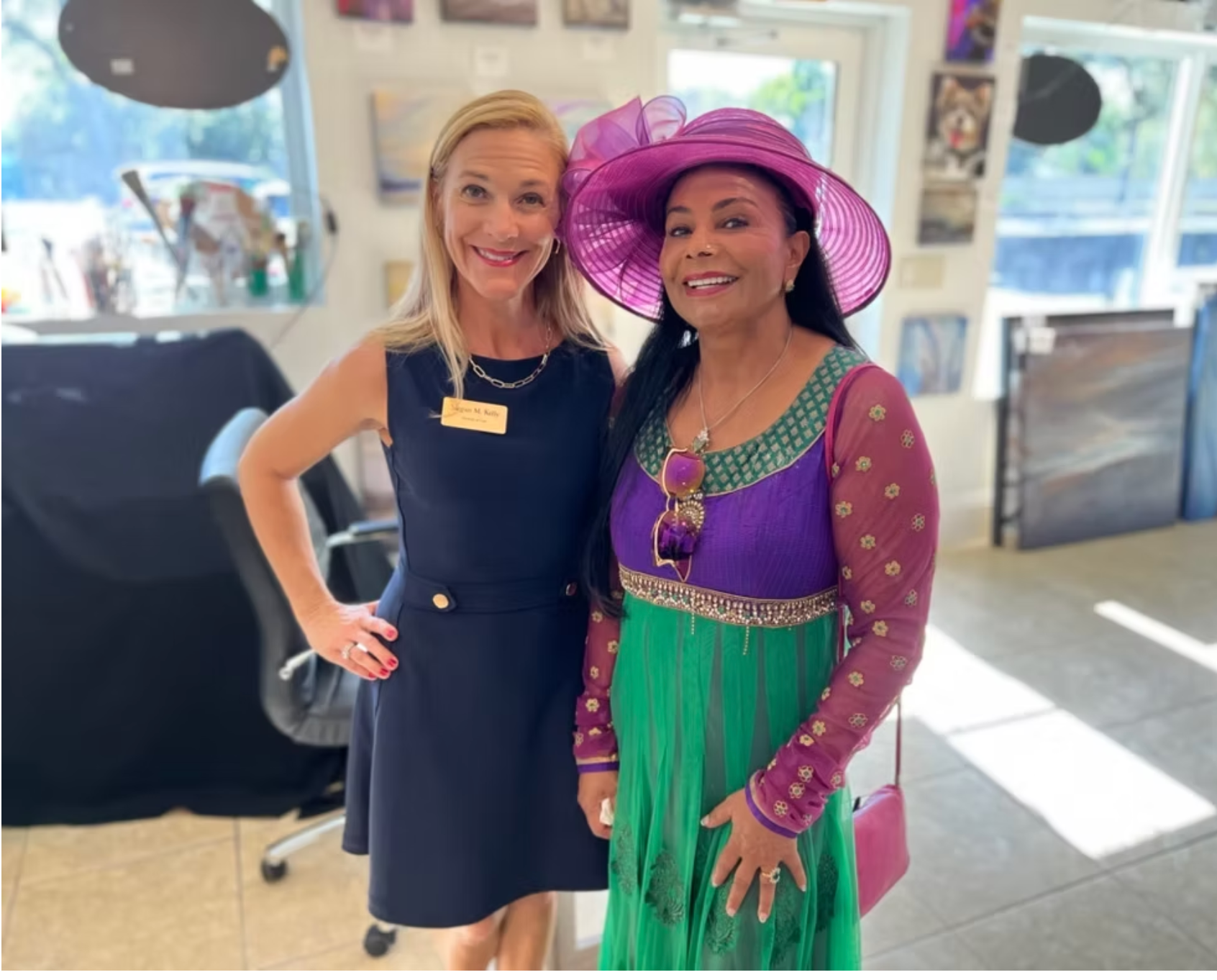 Two women smiling