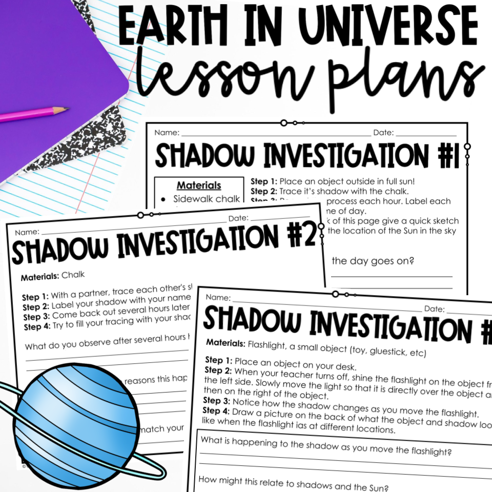 Cover photo for 3rd grade NC Earth in the Universe lesson plans 