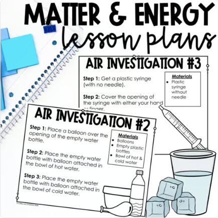 3rd Grade Matter and Energy Lesson plan cover for NC teachers