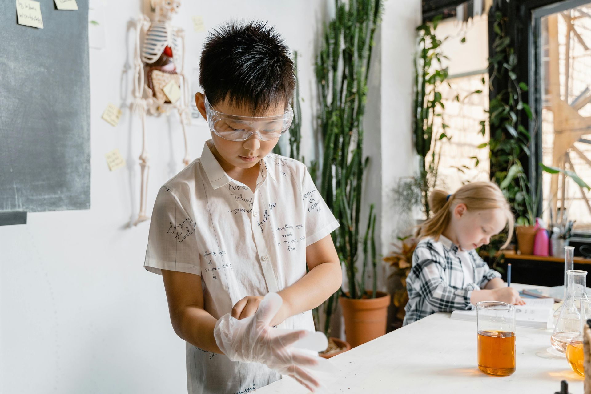 Photo of a boy about to do a science experment