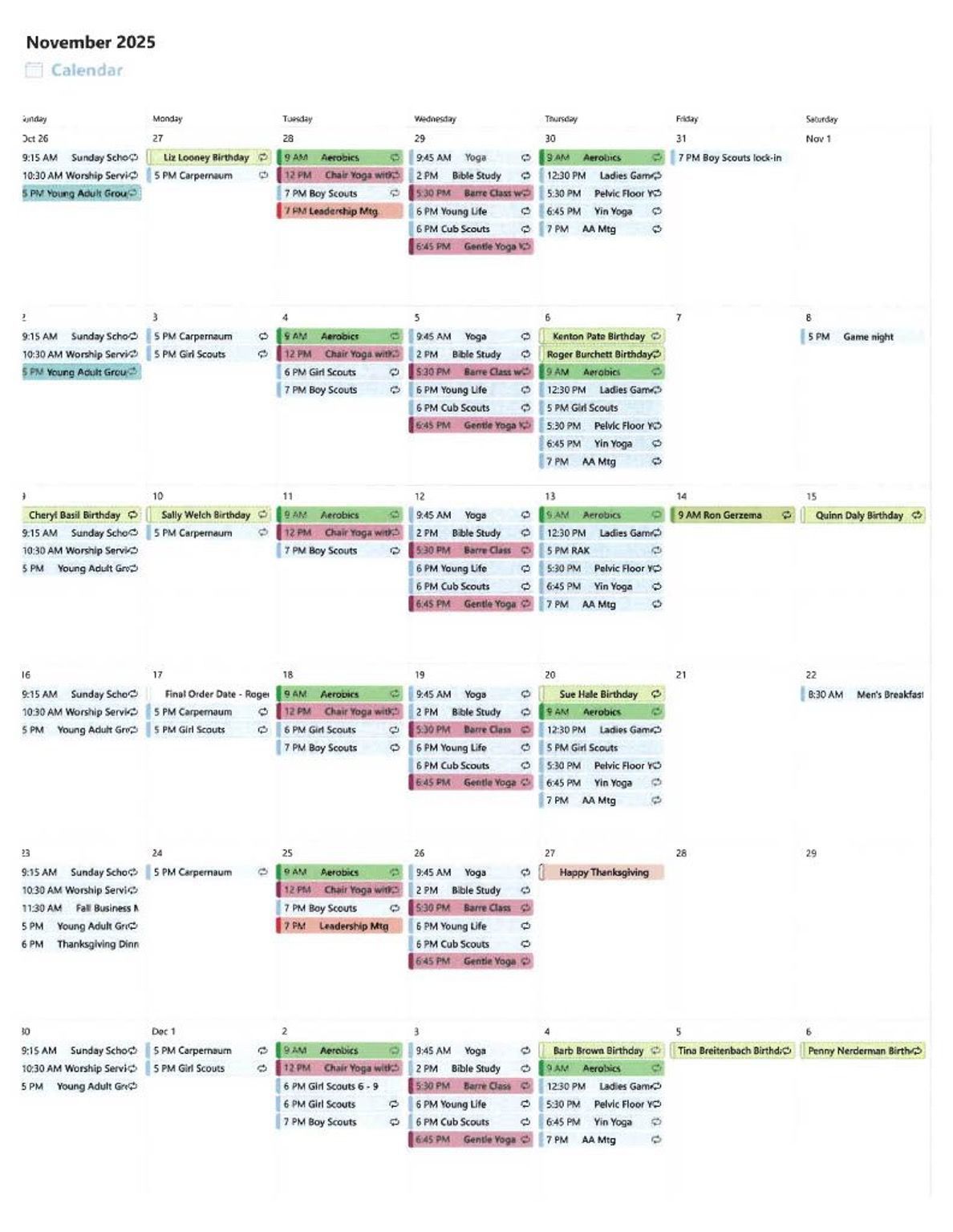 FBC Daycare flyer with announcements, a colorful illustration of children playing, and attendance details.