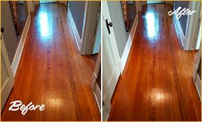 Hardwood floor refinishing Before and after image Thornton, CO